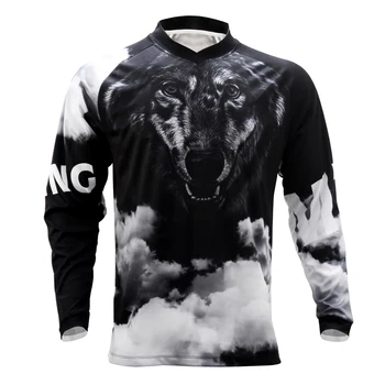 Vroče Prodaje MTB črni Volk Moške Kratek Sleeve Kolesarjenje Jersey Gorsko Kolo Majica Hitro Sušenje T-Shirt