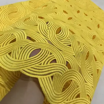 Vroče prodajo! Afriške čipke tkanine rumene barve Visoke Kakovosti Til Tkanine, Čipke ,francoski Voile Guipure Čipko Za poročno obleko šivanje