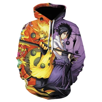 Vroče, Vroče Prodaje Naruto 3D Moški/ženske Hoodies Majica Fashion Sasuke Pomlad/Jesen Kakashi 3D Cartoon Priložnostne Harajuku Oblačila Plašč