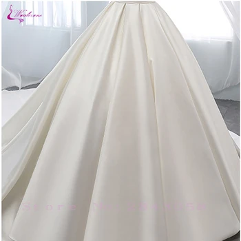 Waulizane Luxurt Pure Satin Elegantno Linijo Poročne Obleke Z Globokim V-Izrezom Poročni Obleki Čipke Do Zaprtja