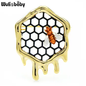 Wuli&baby Nov Design Honeycomb Čebel Broške Emajl Insektov Stranka Vzročno Broška Zatiči Darila