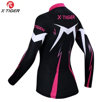 X-Tiger Ženske Zimski Kožuh, Toplo Pro Kolesarski Dres Z Dolgimi Rokavi Izposoja Oblačil Super Topli Termalni Kolo Šport