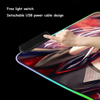 XGZ Uchiha Itachi po Meri Velikih RGB Mouse Pad Natančnost Zaklepanje Roba Računalnika, Pisane Svetlobna Desk Mat Gume Non-slip Udobno