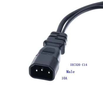 Y Splliter Napajalni Kabel IEC320 C14 Priključite 3-Vile Moški Napajalni Kabel Kabel NAPAJALNIKA za izmenični Tok, da C13+ CEE7/16 2Pin Ženski Vtičnico*
