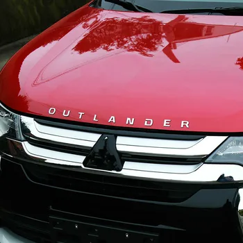 Za Mitsubishi Outlander Chrome Avto 3D Črke Kapuco Emblem Logotip Značko Avto Nalepke Styling Avto Dodatki Besedilo 3D Pismo