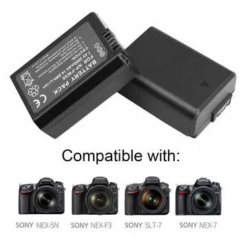 Za Sony 2pcs 2000mAh NP-FW50 NP FW50 Baterijo Fotoaparata + LCD USB Dvojni Polnilec za Sony Alpha a6500 a6300 a6000 a5000 a3000