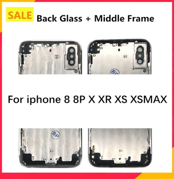 Zadnji Pokrovček za Baterijo, Zadnji Pokrovček Za iPhone X XR XS MAX Zadaj Stanovanj + Srednji Okvir Z Varnostno Steklo S CE Za iphoneX XR XS