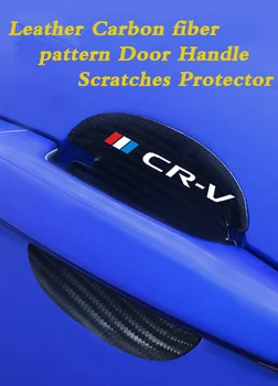 Zaščito avtomobila nalepke 4 kosov iz ogljikovih vlaken usnjenih avtomobilskih vrat ročaj za varstvo nalepke，uporablja za Honda crv 2007 2008 2017 201