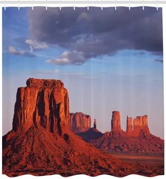 ZDA Tuš Zavesa Monument Valley of Utah, ZDA Peščenjak Naravno Okolje Cloudscape Sliko Natisniti Kopalnica Dekor Set