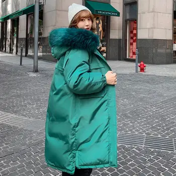 Zimske ženske hooded suknjič krzno ovratnik Zgostitev dvostranski nositi suknjič ženska plus velikost vrhnja oblačila parka ženske chaqueta feminino