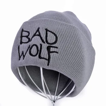 Zimskih Unisex Bad wolf Pismo Vezenje Moda Toplo Volne Pletene Naušniki Beanies Klobuki, Kape Za Moške, Ženske