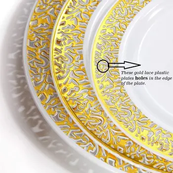 Zlato Enkratno uporabo Plastike -Čipke Design svate Plastike vključujejo 20 Večerja Plošče 10.25 palčni,20 7.5 v