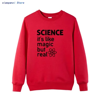 Znanost Kot Čarobno Vendar Pravi moški zgornji del trenirke Bombaž Black unisex puloverji, Moški Geek hoodies