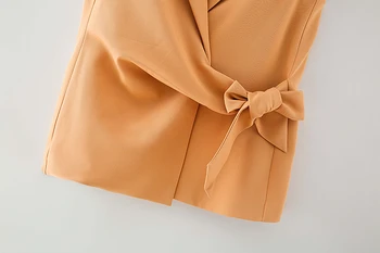 ZXQJ moda za ženske trdna oranžen brezrokavnik 2020 elegantno novo lady proti-vrat lok vrhnja oblačila vzročno ženski telovnik tanek dekleta elegantna določa