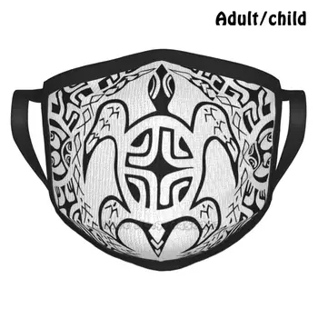 Črna Želva Maori Slog Plemenski Polinezijski Tatoo Oblikovanje Po Meri Masko Za Odrasle, Otroci Anti Prah Želva Tatoo Maori Slog
