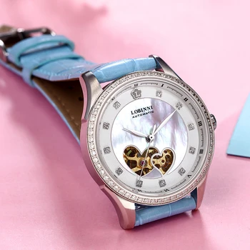 Švica LOBINNI Ženske Ure Luksuzne blagovne Znamke Japonska MIYOTA 8N24 Samodejno Mehanska Ura Diamant, Safir Dame Watch L2002